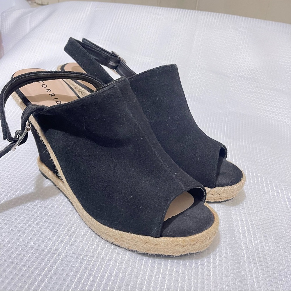Torrid Black Espadrille Wedge Sandals